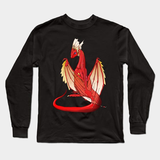 Scarlet Dragon Long Sleeve T-Shirt by josieartistry